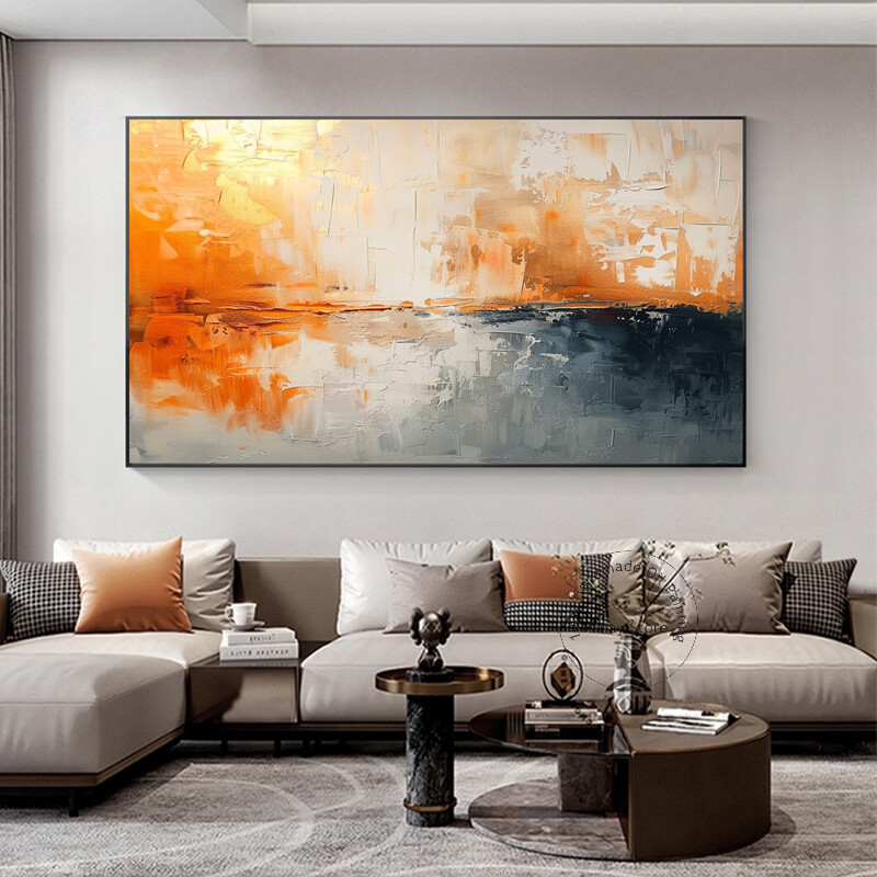 Sunset Glow Abstract Thick Oil Painting On Canvas Hand Painted Abstract Decor gallery