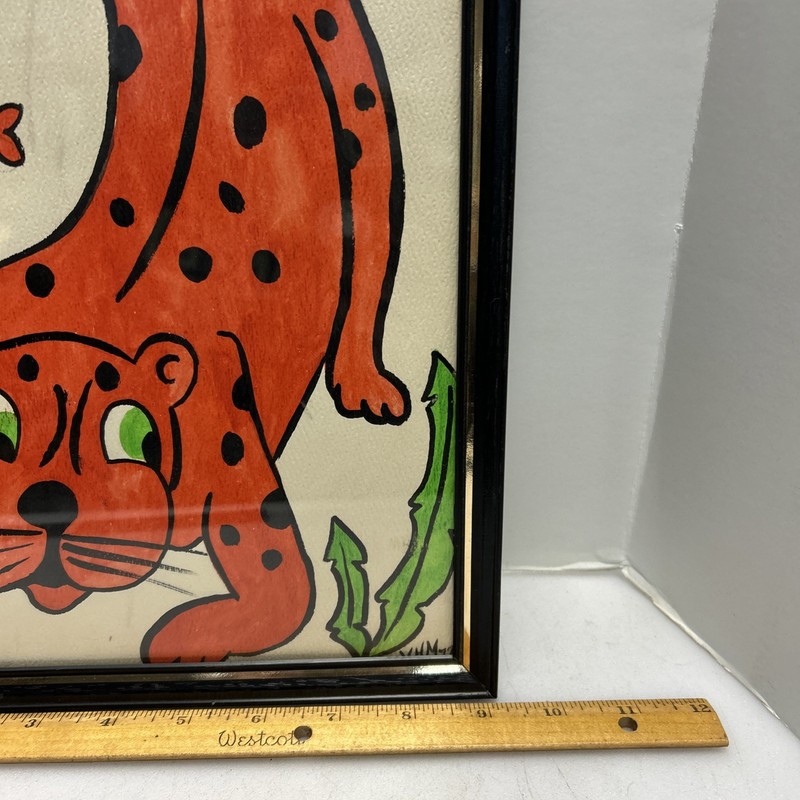Hand Painted Kitschy Cute Leopard Cheetah Art Work Retro Groovy Vintage MCM gallery