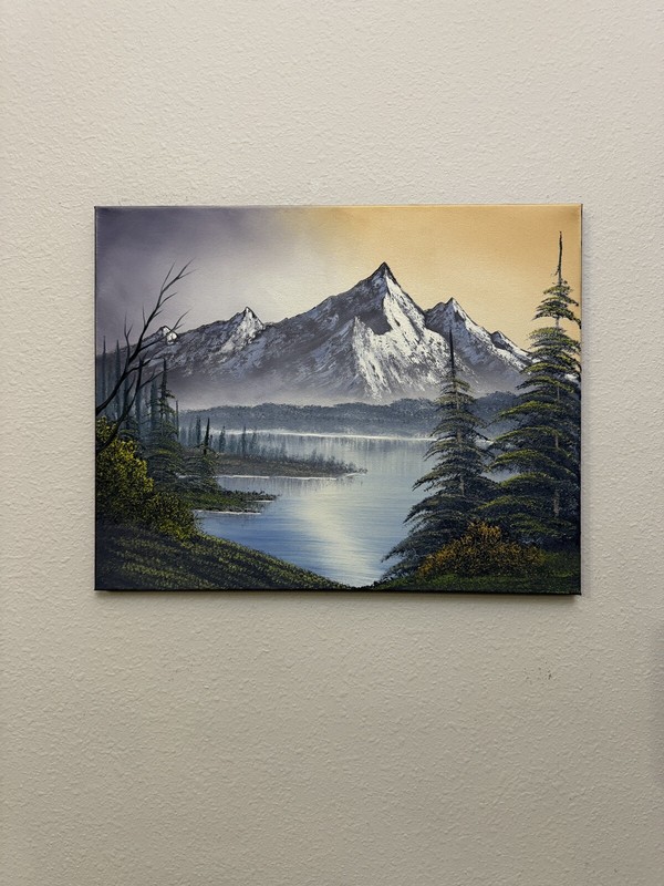 Bob Ross Style Fall Mountain Landscape Oil Painting On Canvas 16×20 inch