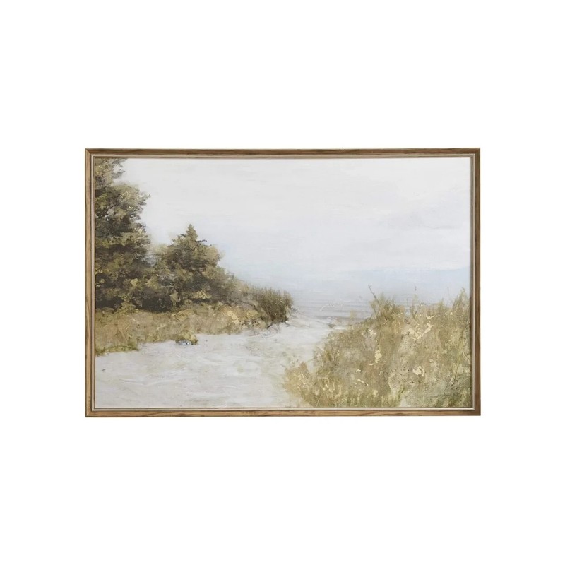 Martha Stewart Lake Walk Abstract Landscape Framed Canvas Wall Art, 37.2″W x 25.