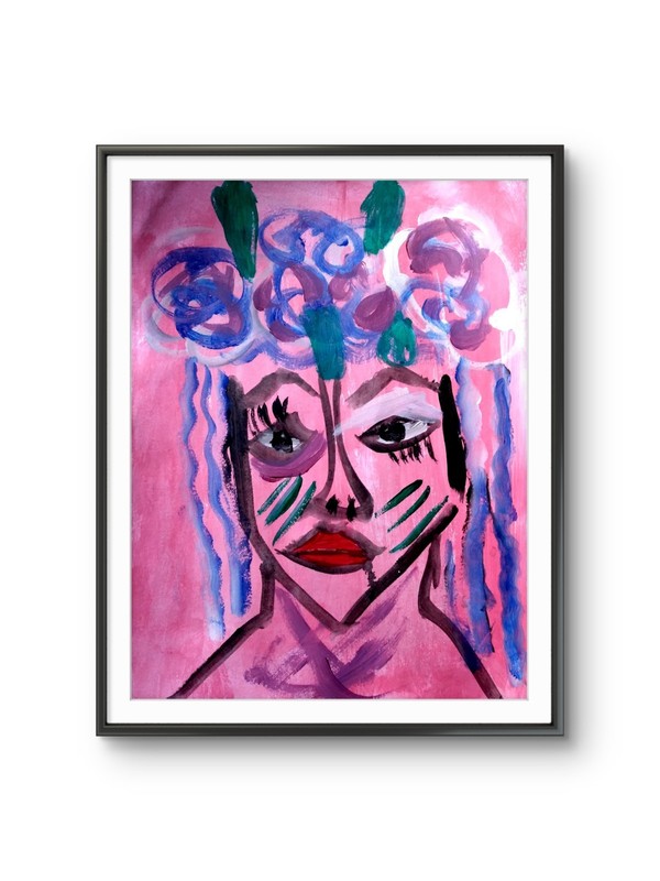 Original 9×12 Abstract Woman Acrylic Painting on Paper Signed Bold Art Paper