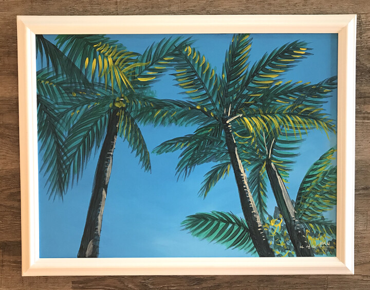 Key West 1, Palm Tree, Original Acrylic Painting, Signed, Art, Framed, 24x18 gallery