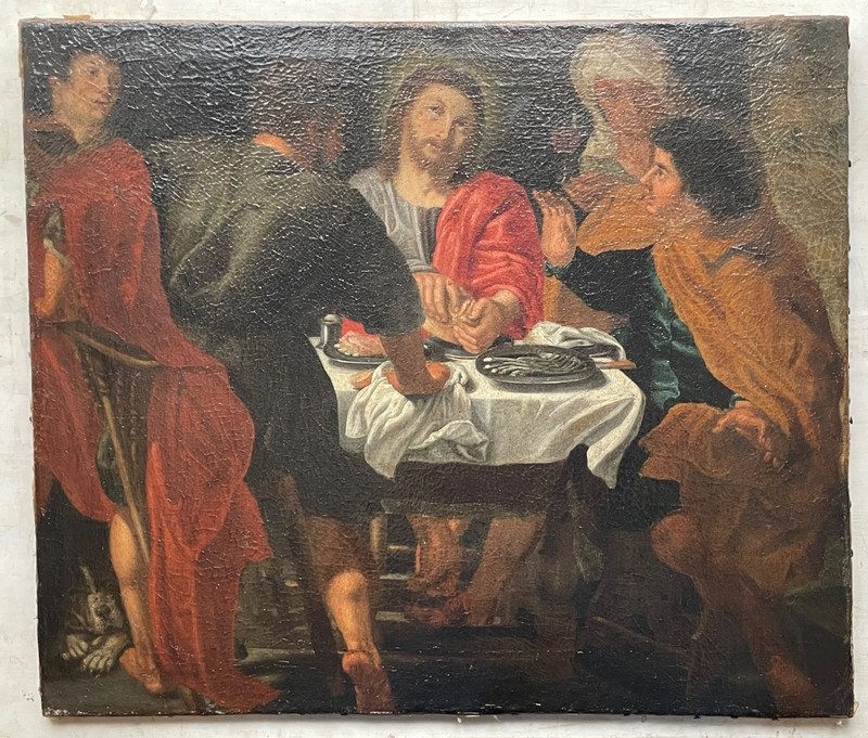 17th Century Old Master – The Pilgrims of Emmaus – Rare Baroque Oil Painting