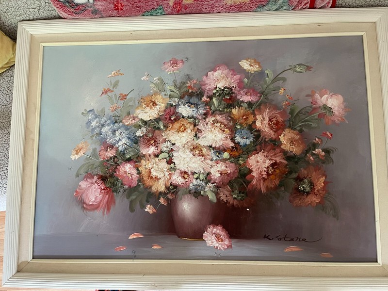 K. Stone Original 3D Textured Realistic Floral/Flowers Still Life Oil Painting