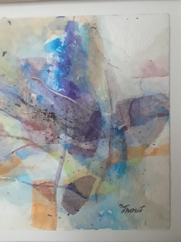 Mixed Media on Paper Board Matted Original by Don Trout "Explosion of Blue" gallery