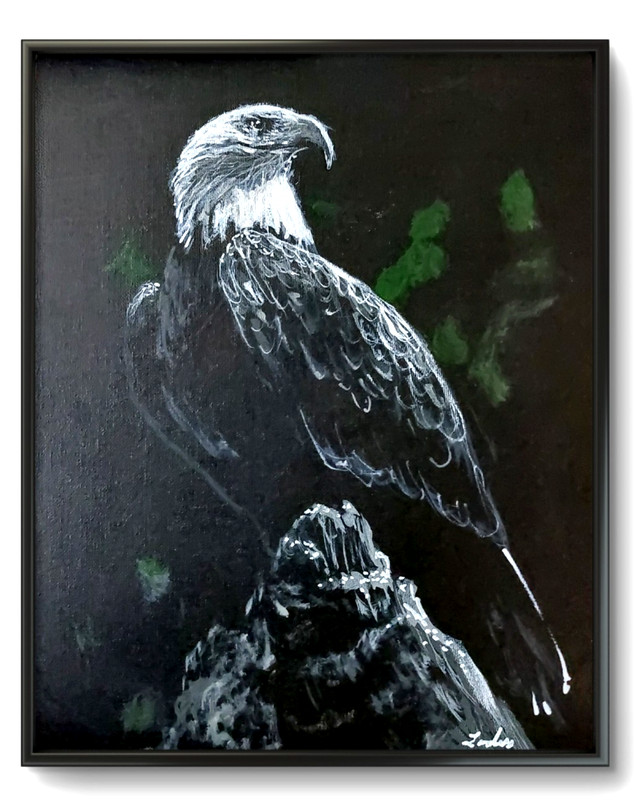 LOVELESS – «BALD EAGLE» original acrylic Americana on canvas 11 X 14 COA
