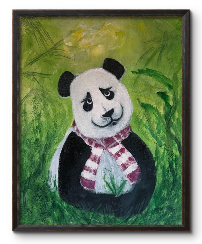LETS BE FRIENDS PANDA 14×11 Original Modern Art CHILDRENS Interior Design