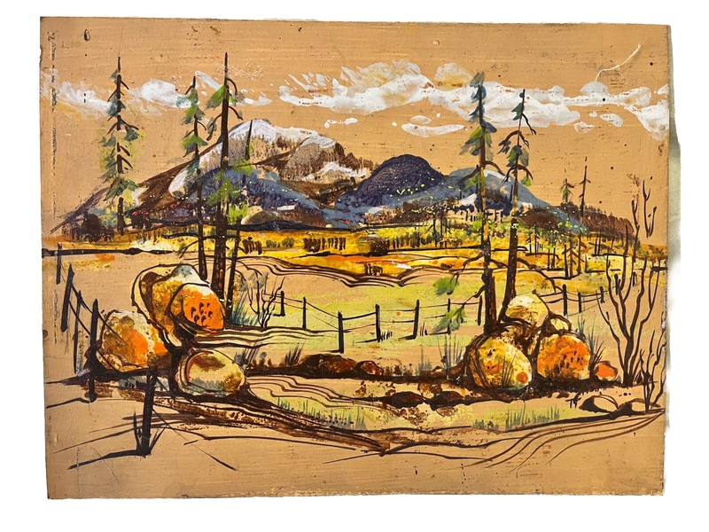 Original Painting Vintage Polymer On Bristol Board By Tom Gall “Sierra View” gallery