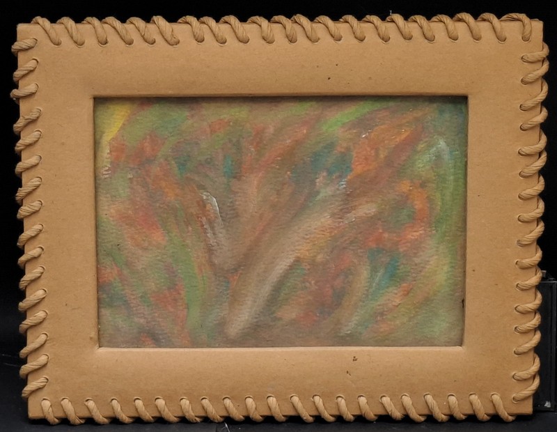 Watercolour Abstract Autumn Mood Decorative Cardboard Frame Back Glass 18x23cm