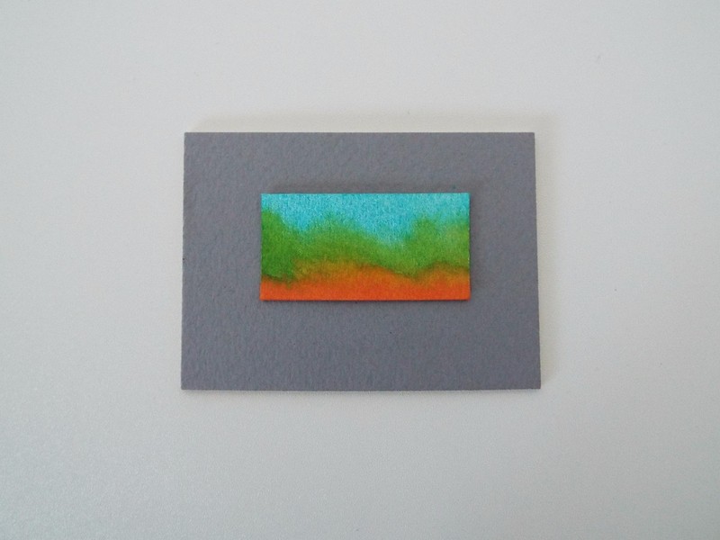 SUMMER DAY LANDSCAPE Miniature Watercolor Painting 1″x2″ Julia Garcia Art NEW