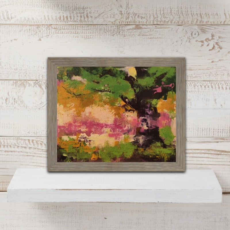 Oak Tree Painting Original Art Abstract Landscape Acrylic Painting 8x10 in gallery