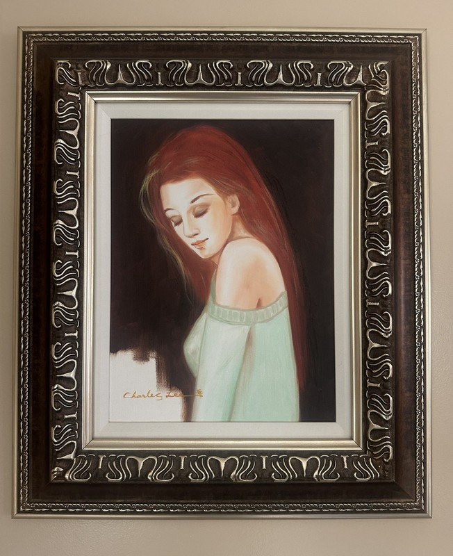 Charles Lee «Hidden Innocence» Acrylic Painting on Canvas, Framed, COA
