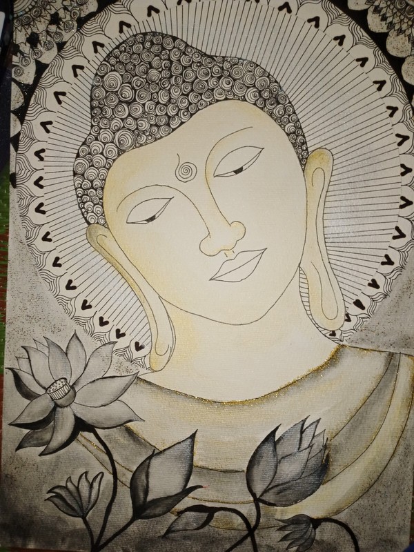 Lord Buddha Art Painting / Original Handmade Art Decor
