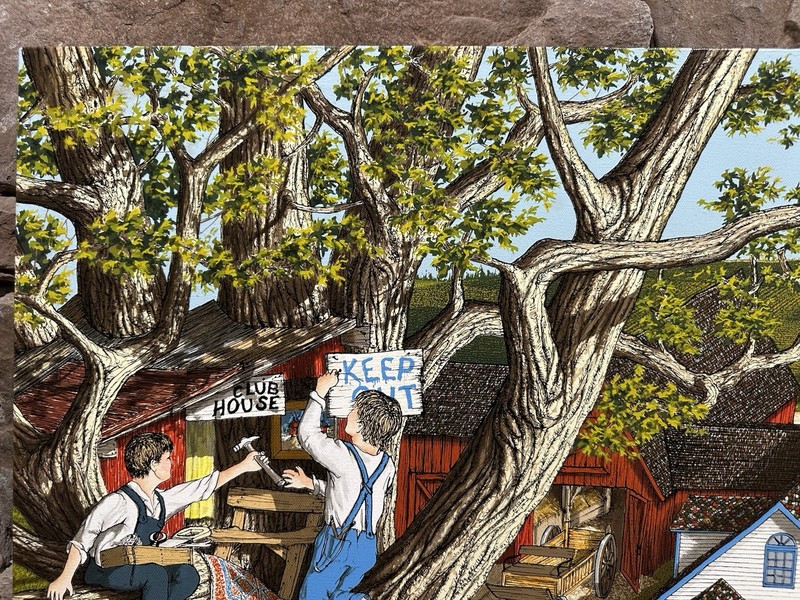 H. Hargrove Members Only Serigraph Oil Painting Canvas 700/1000 Tree house Club gallery