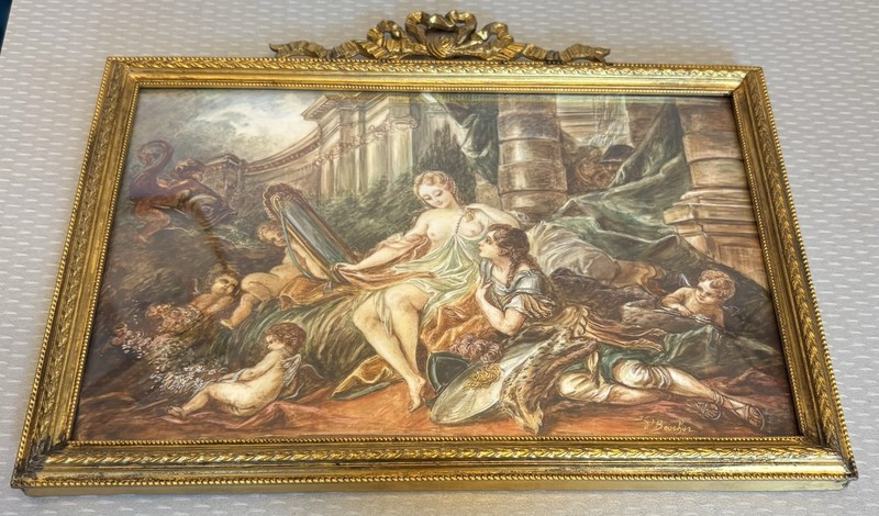 Antique Rinaldo and Armida Painting After Boucher 19C French Miniature gallery