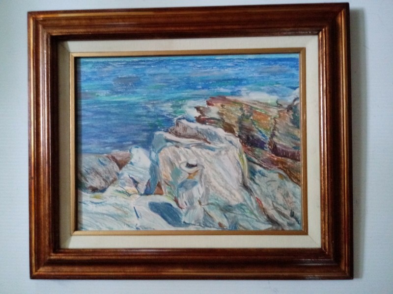 1980sOriginal Pastel artwork inspired by The South Ledges,Appledore by Childe H.