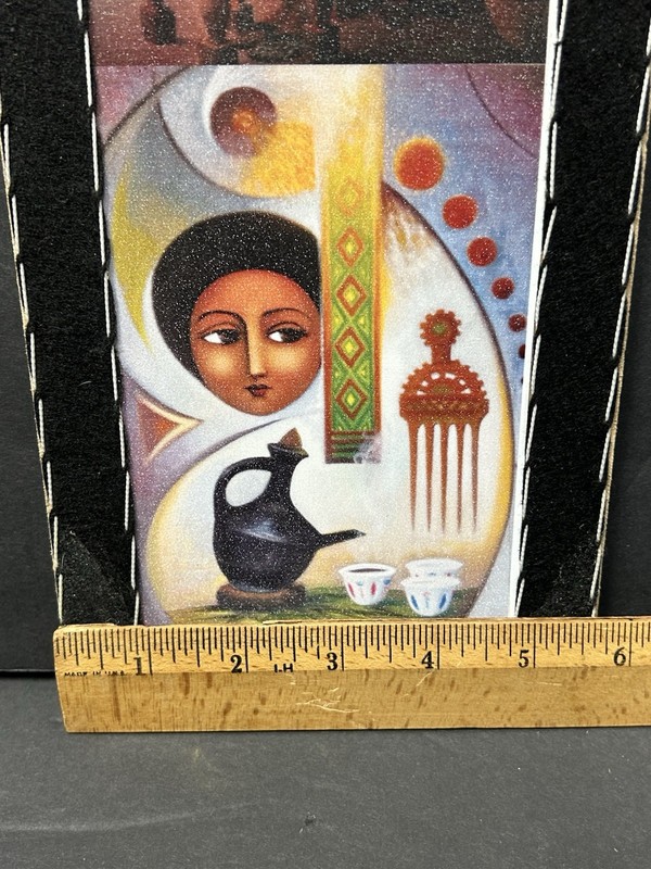 Ethiopian Triptych Painting Traditional Daily Life Women Artwork Signed gallery