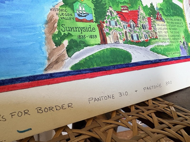 1988 White Mountain Puzzle Co Hudson River Valley Original watercolor Artwork gallery