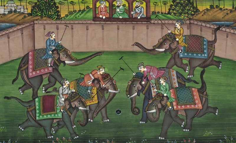 Mughal Miniature Old Painting Of Polo Game King Playing Polo Game 10.5x7 Inches gallery