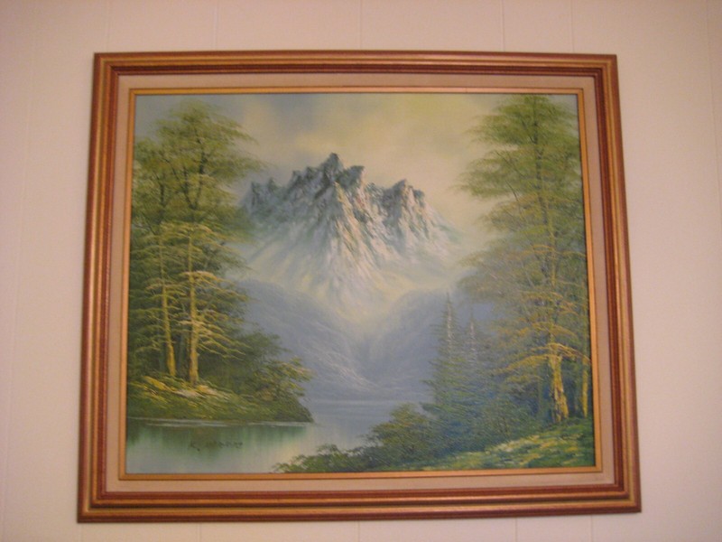 Vintage K. Harris Original Oil Painting on Canvas Mountain Landscape