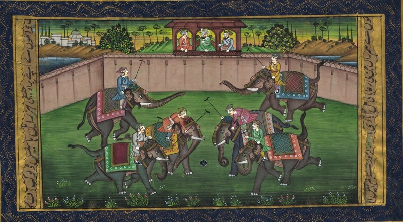 Mughal Miniature Old Painting Of Polo Game King Playing Polo Game 10.5x7 Inches gallery