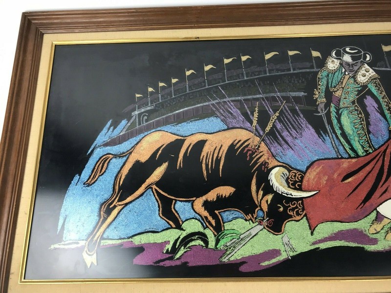 Large Vintage Matador Bull Fighter Framed Picture MCM Wall Art 41x25 Aaron Bros gallery