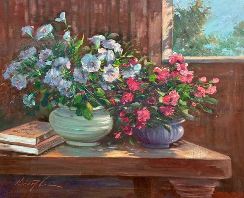 Robert Lui "Summer Still Life" Hand Signed Framed Original Impressionist Art NEW gallery