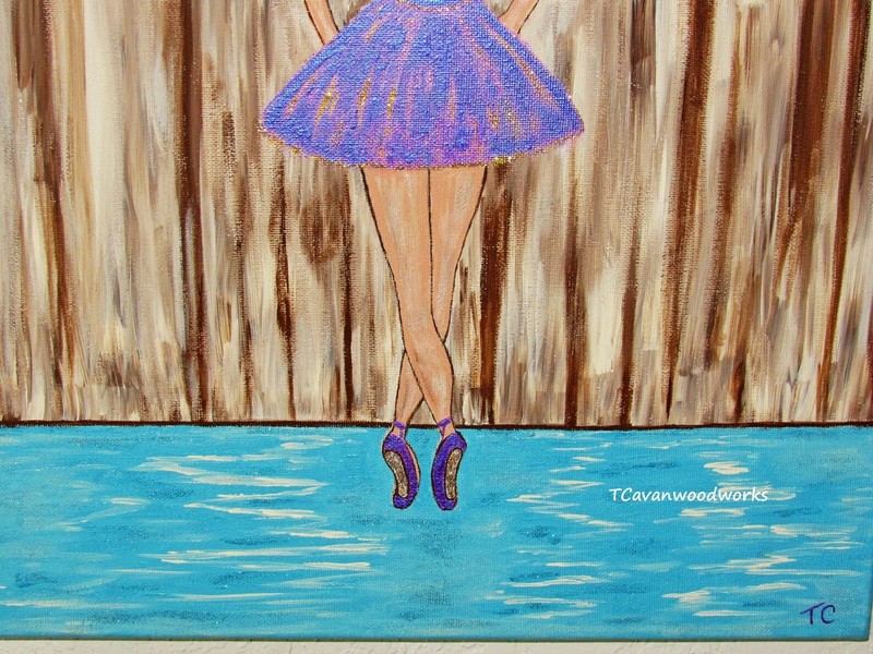 Ballerina dancer Painting Acrylic original canvas "Water Dancer" dance wall art  gallery
