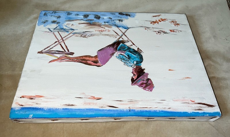 VTG Artist Signed Pearl Gordon ‘84 Lady Relaxing on the Beach Painting, 16”x12” gallery
