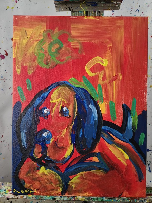 Abstract Expressionism Original Painting Dog 16x12 Fine Art Canvas Decor gallery