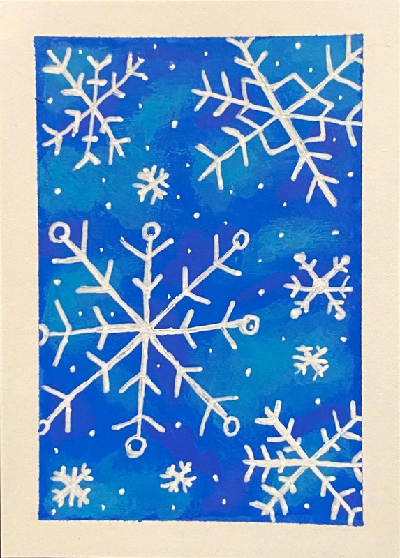 ACEO Original Snowflake Christmas Winter Snow Gift Painting Art OneCraftyLady gallery