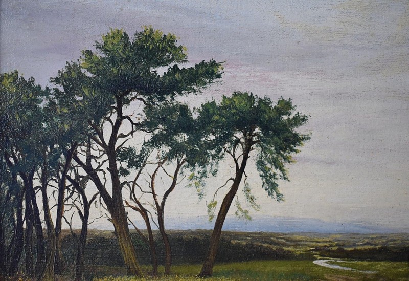 ACROSS HEATHLAND TO HILLS BEYOND ANTIQUE OIL PAINTING BRITISH SCHOOL c1880/1900 gallery