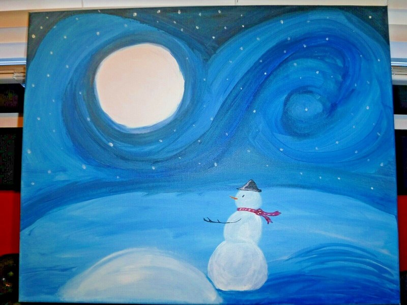Snowman at Night