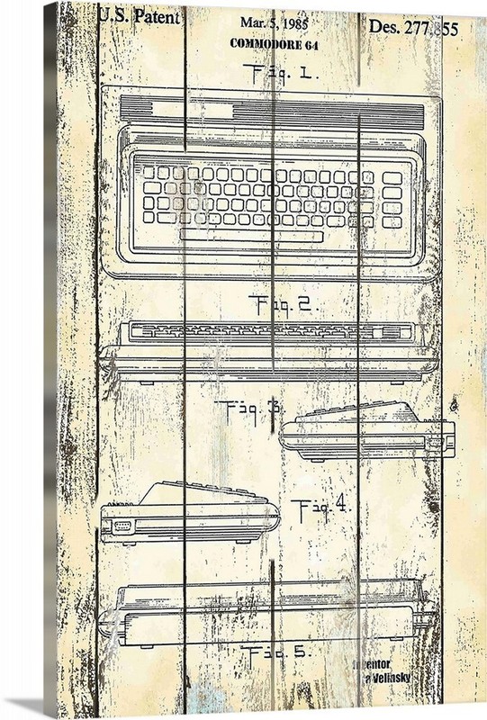 Commadore Computer Patent Drawing Poster or Canvas Wrap art Distressed design