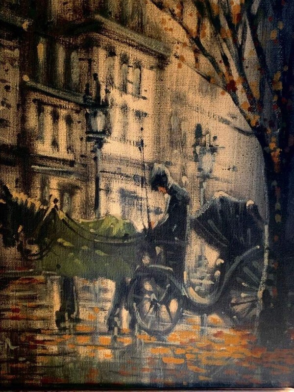 Lawrence Monier Lonely Driver/ Carriage Oil Painting On Canvas Signed.