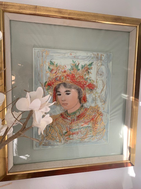 Edna Hibel Original Painting on Porcelain, signed, framed and inscribed gallery
