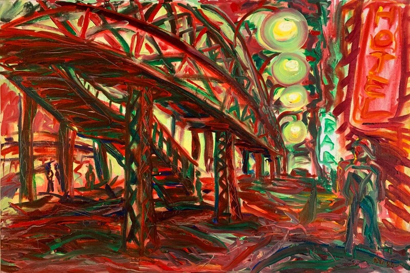 UNDER THE L IN RED AND GREEN Arthur Robins NYC Subway L train Bar Hotel streets