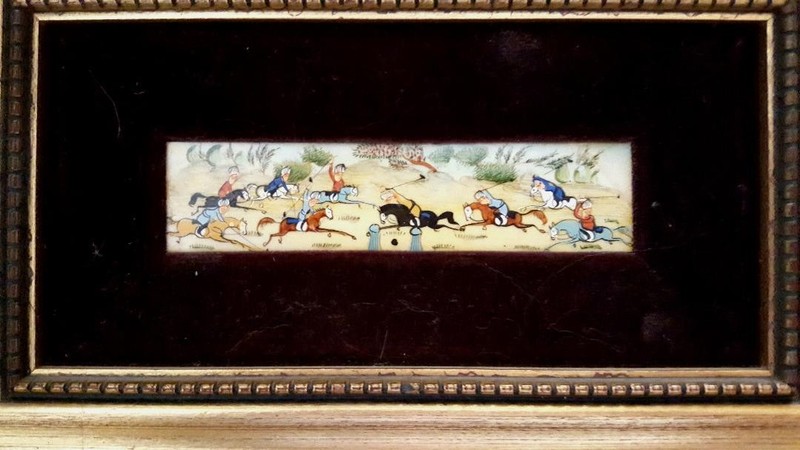 Persian Hand Painted Suratgari Bone Marquetry Khatam Framed Horses FOLK ART gallery