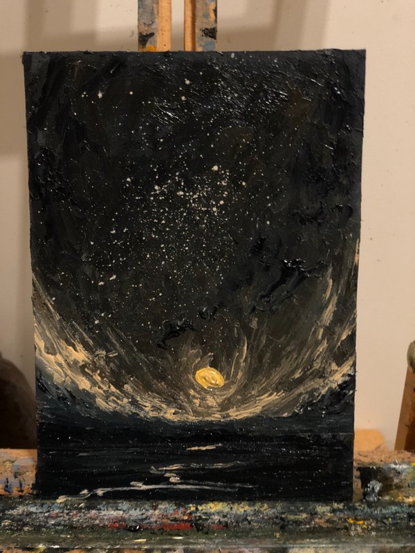Vintage Black Framed Original Oil Painting on canvas 12x17cm. Birthday gift idea gallery