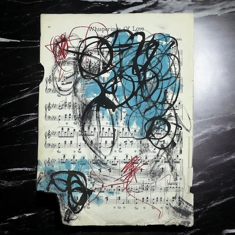 Original Mixed Media Abstract Art Painting 9.5×13” Vivid Notes Signed #11