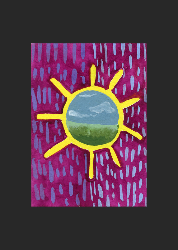 ACEO/ ATC Mixed Media Sun Mountains Portal Watercolor OOAK SaraClaireArt gallery