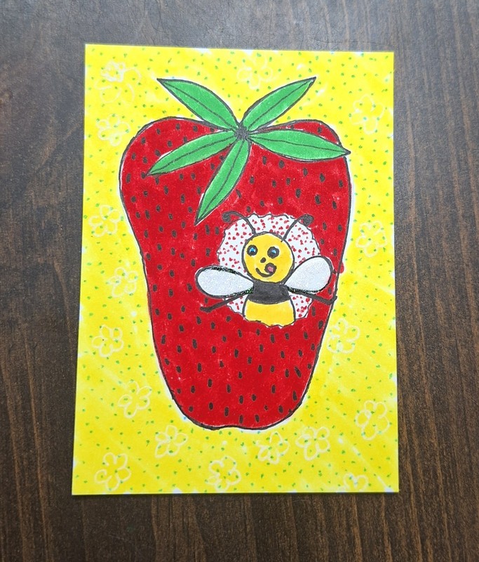 ACEO Original Honey Bee Cartoon Watercolor Painting by Sandrajean Smith
