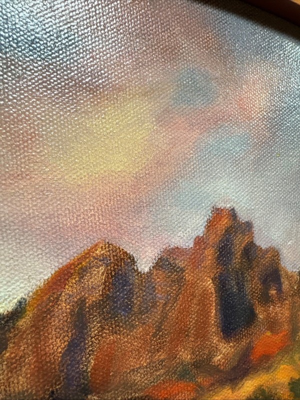 Original Framed Oil Painting American Southwest Featuring Waterfall 10.5 X 11.5” gallery