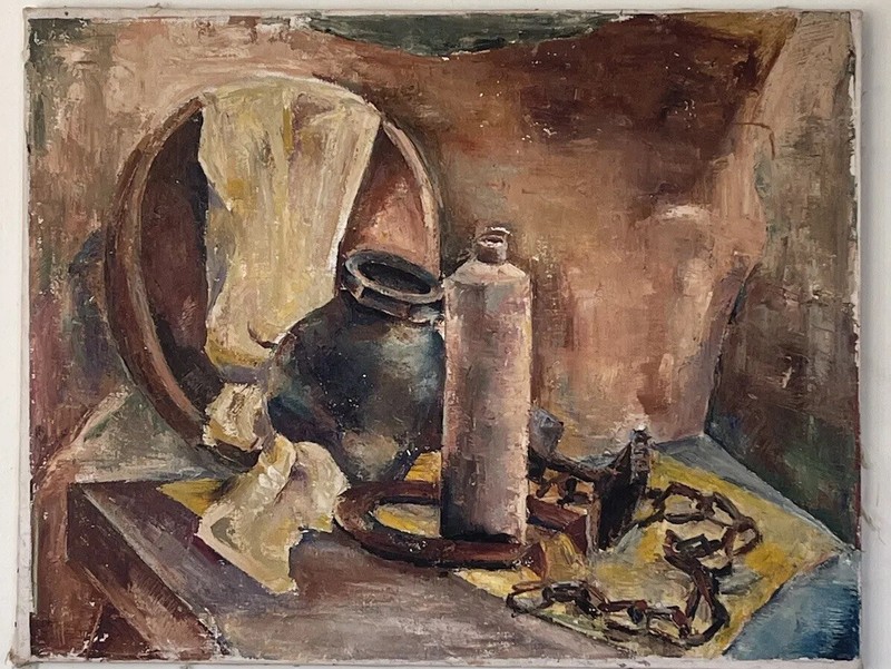 ANTIQUE MODERN STILL LIFE OIL PAINTING OLD VINTAGE IMPRESSIONIST YOUNGREN 1940