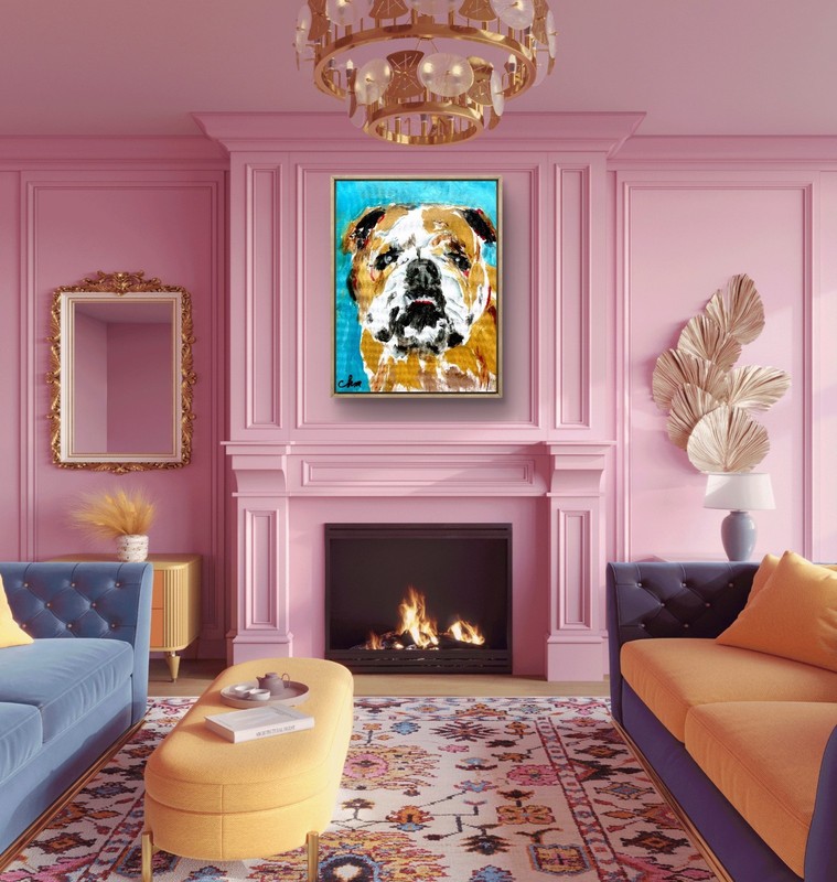 12x16 "Bulldog” Expressionism Original Handmade Signed Colorful Abstract Art gallery