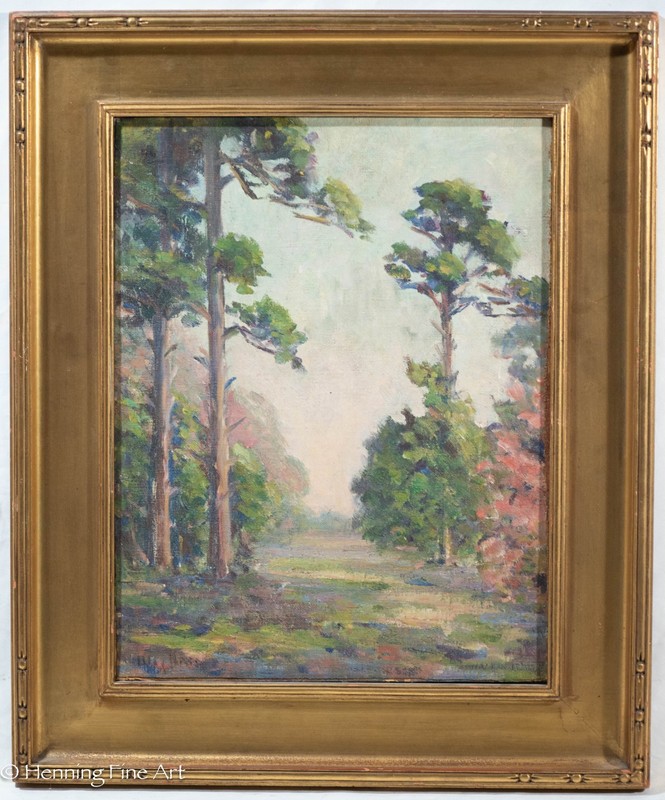 Rare May Paine Impressionist Oil Painting Southern Landscape Pine Trees, Fine!