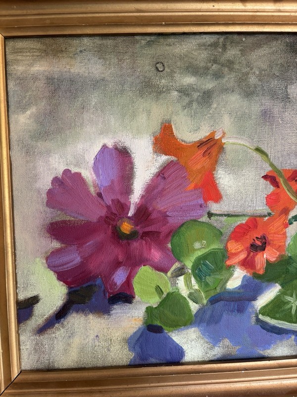 Molly Flannery Original Framed Oil Painting Floral Still Life 18 x 15 Signed gallery
