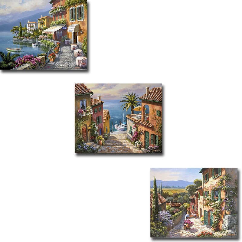 Tuscan Riviera by Sung KIm 3-pc Canvas Giclee Art Set (12 in x 15 in Each pc)