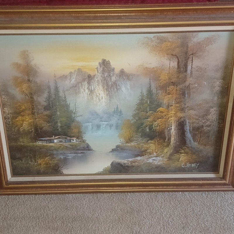 Oil Painting On Canvas. Approximately 24 By 38 Inches .Signed By W Henry.
