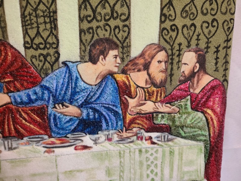 Natural Gemstone Painting Handcrafted The Last Supper 32"x24" gallery